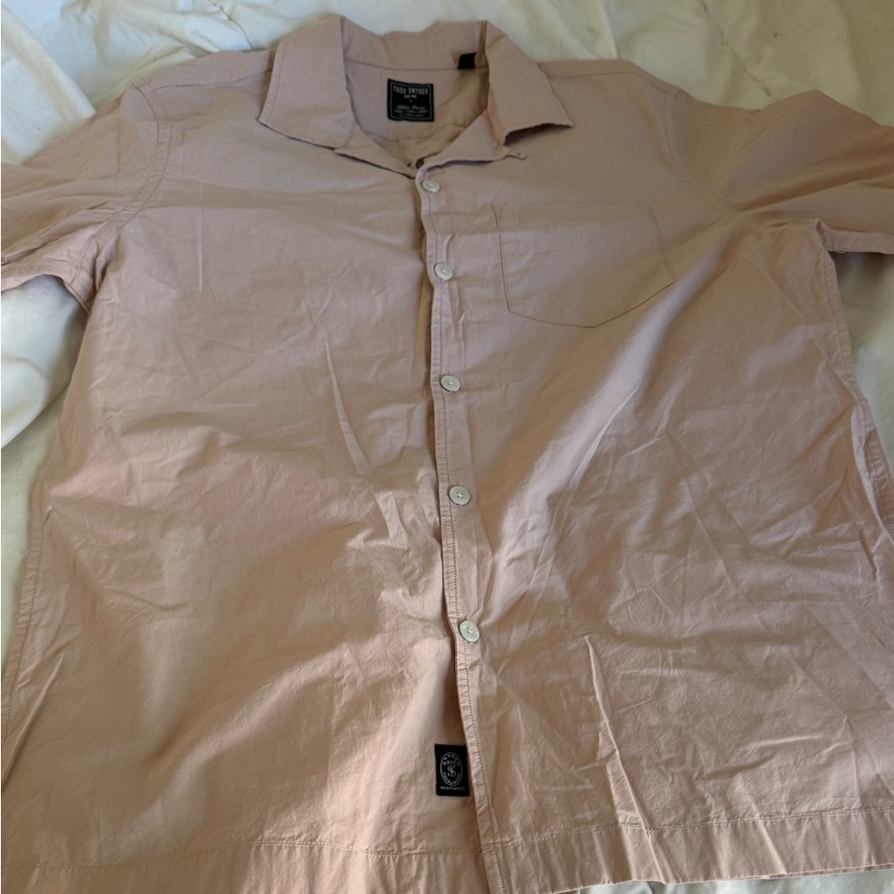 Todd Snyder Red Embroidery Camp Collar Shirt